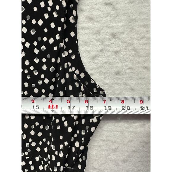 Lauren Ralph Lauren Women Twisted Front Dress 16 Black Dot Stretch Career Classy - Picture 6 of 12